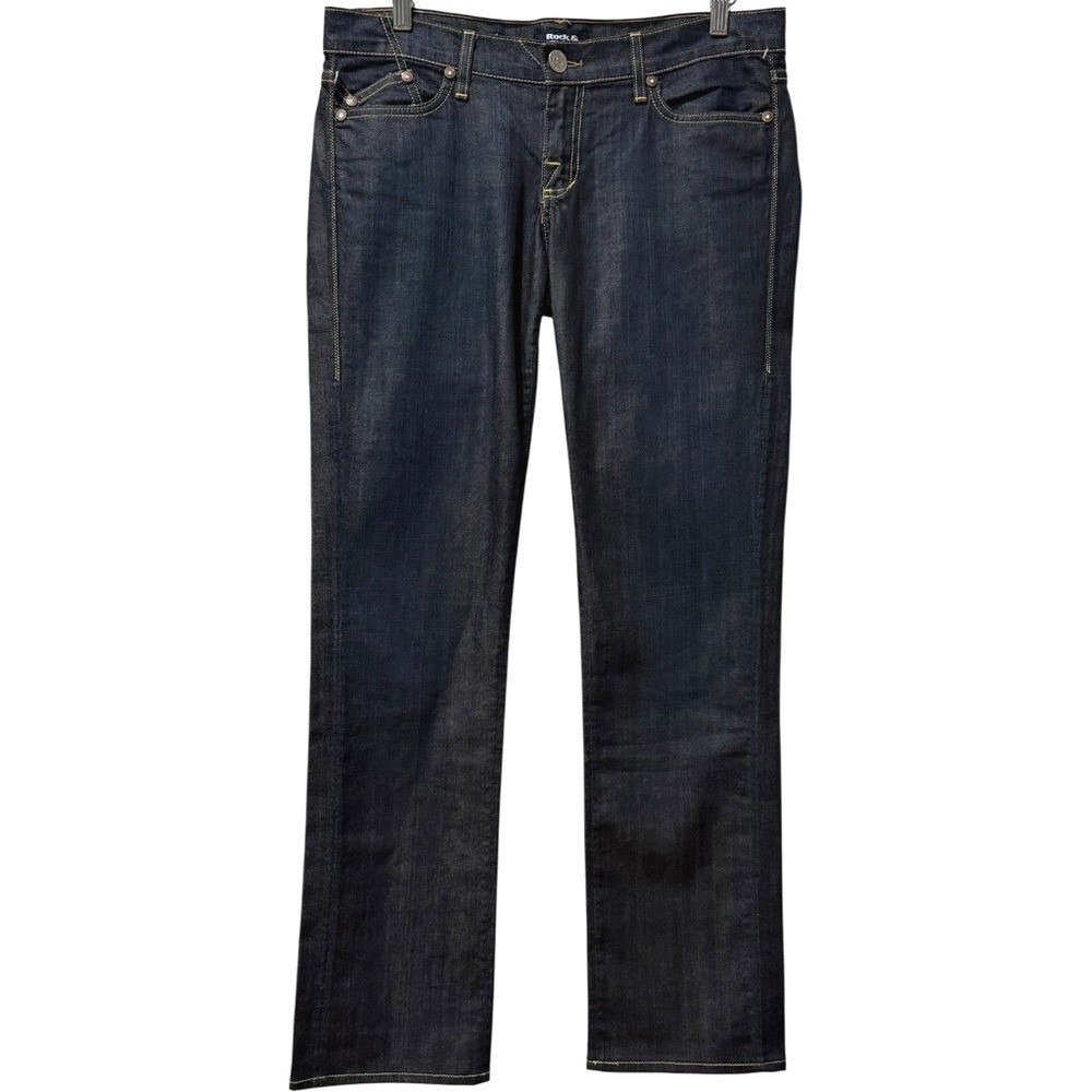 Rock & Republic VTG Dark Wash Low Rise Jeans Straight Leg‎ Y2K Premium Denim 30
